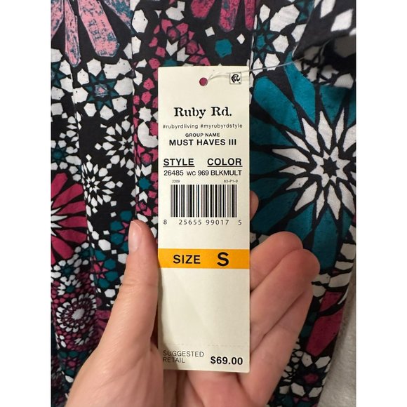 NWT Ruby Rd. Ladies Cut Out Sleeve Floral Pattern Scoop Neck Dress SZ Small - Picture 9 of 9